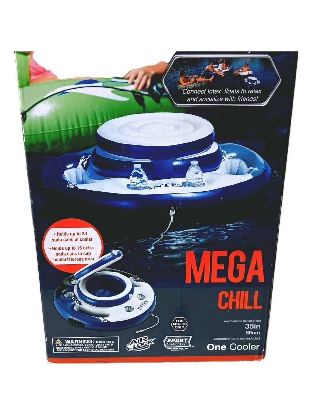 NIB Intex MegaChill Inflatable Floating 35in Beverage Cooler Holds 40+ Cans